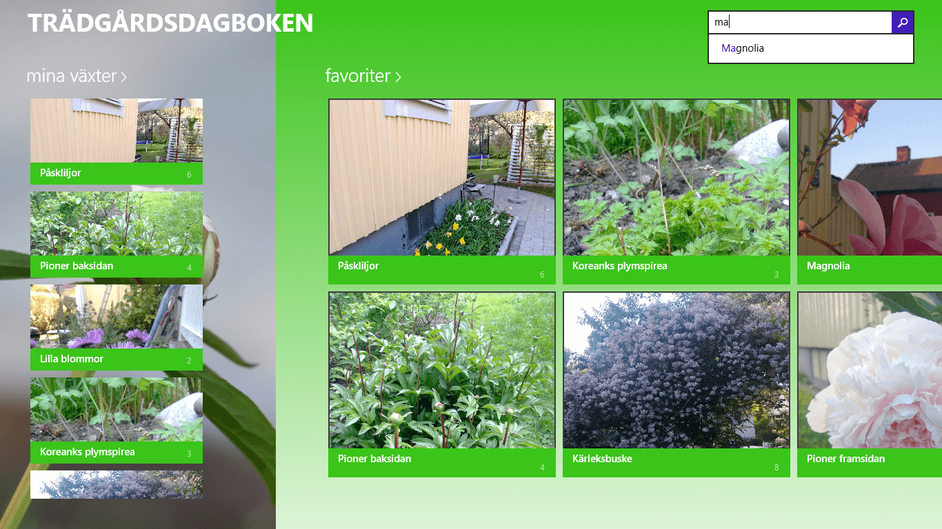 Windows native app of garden diary by Jonas Deibe